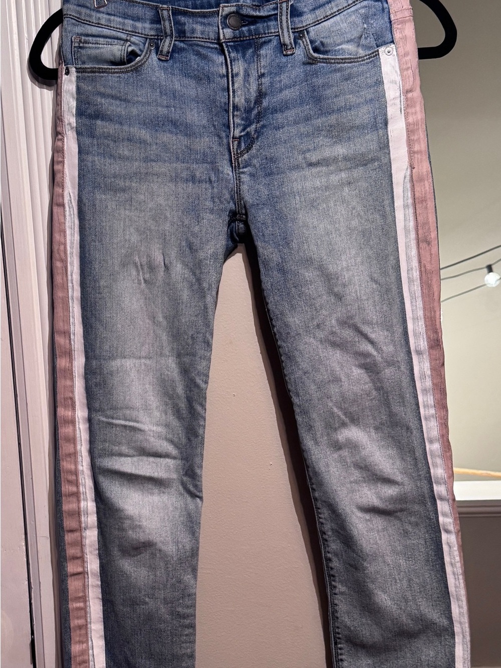 Hudson Jeans Light Blue Denim with Pink & White Side Stripes